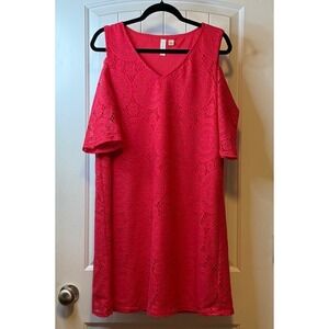 ✨Tacera Womens Dress Lace Cold Shoulder V Neck Pink Size L